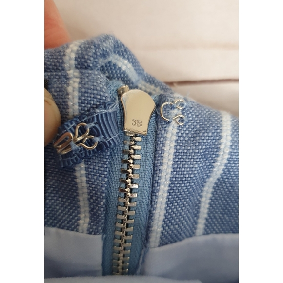 Alexis Benta Ruffle Crop Top, Off The Shoulder Light Blue & White Stripes, Small - Picture 4 of 11